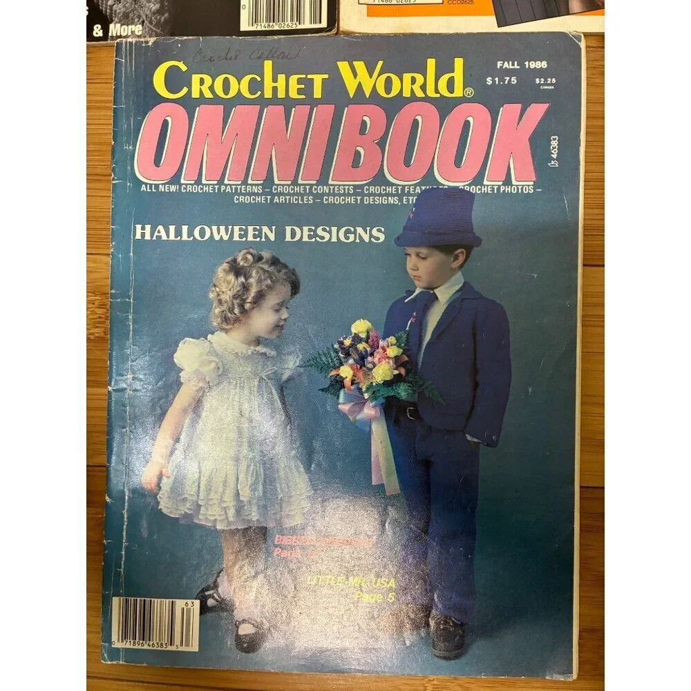 VTG Crochet Fantasy World Omnibook Magazine Bundle 3 Issues 1986 Crafts DIY 80s